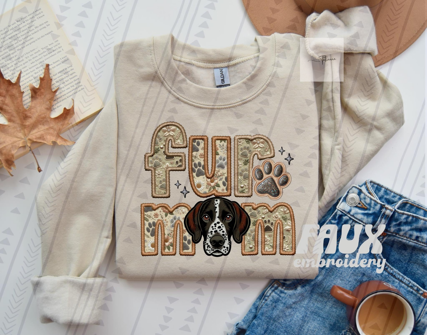 Fur Mom Faux Embroidery Crewneck