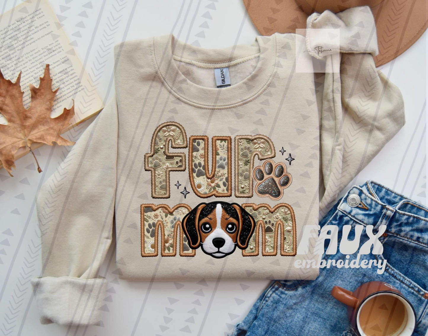 Fur Mom Faux Embroidery Crewneck