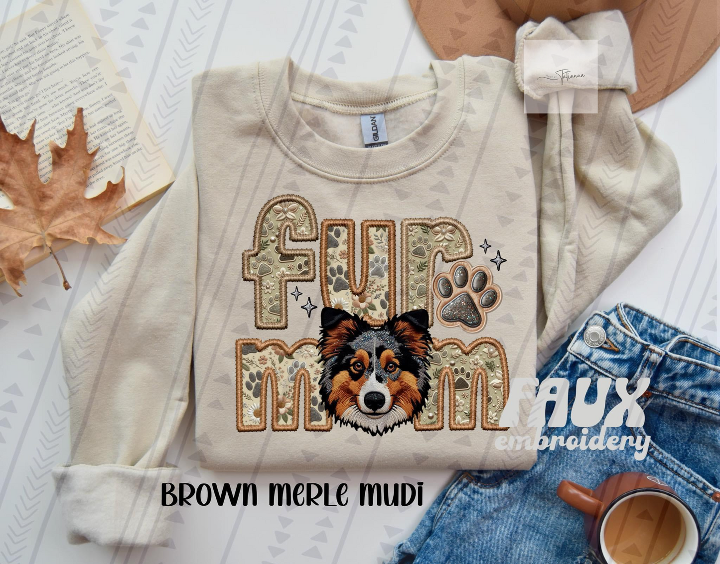 Fur Mom Faux Embroidery Crewneck