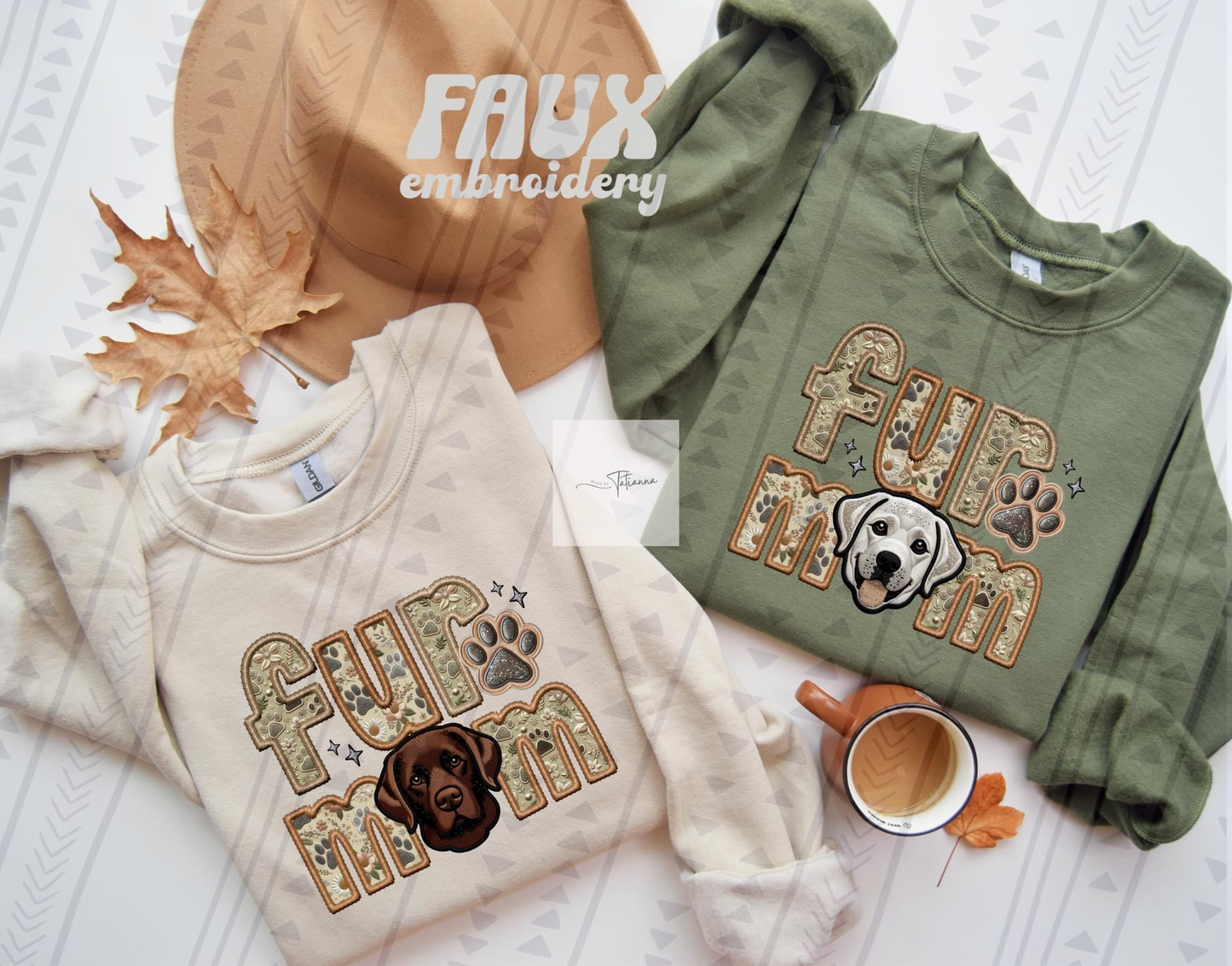 Fur Mom Faux Embroidery Crewneck