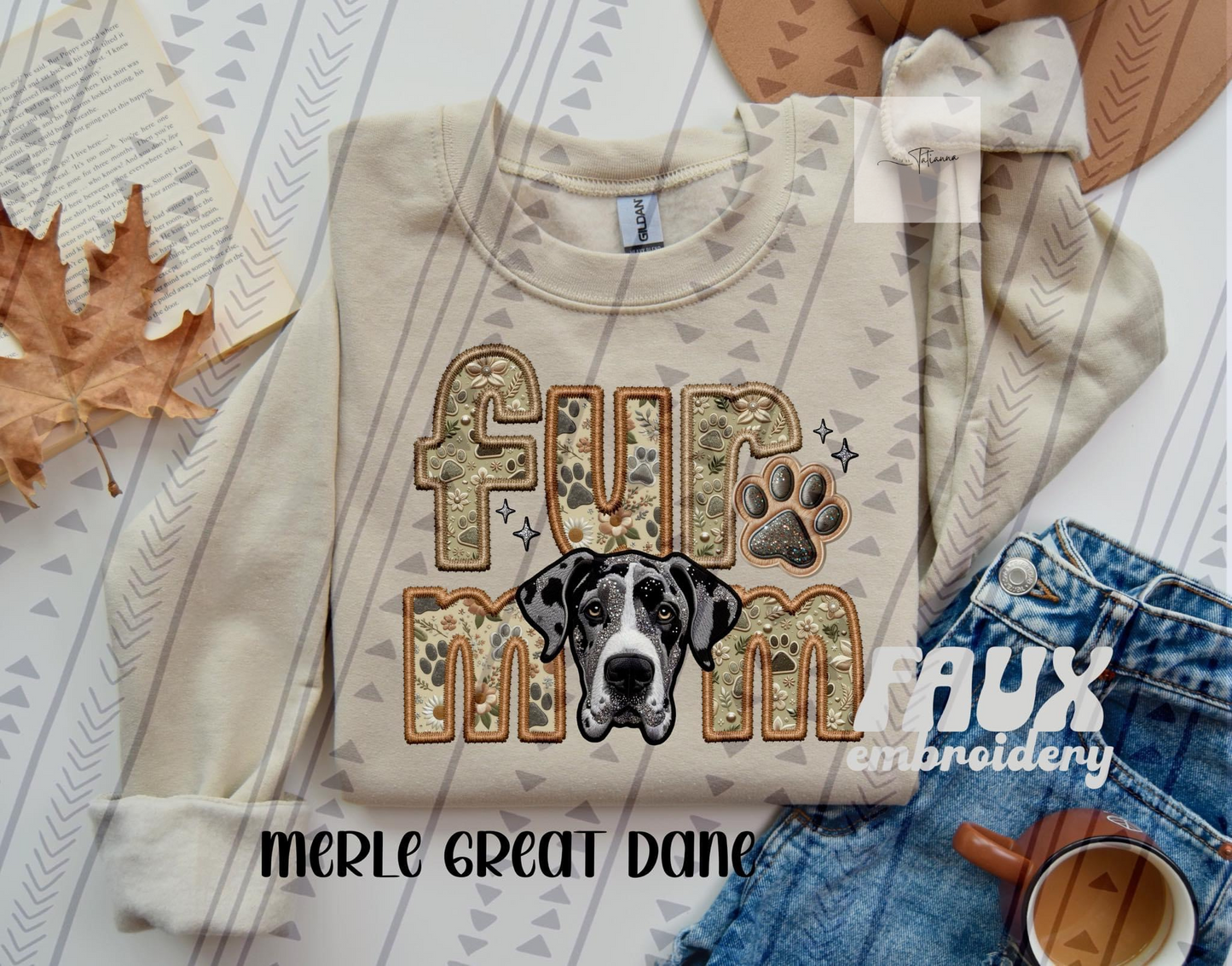 Fur Mom Faux Embroidery Crewneck