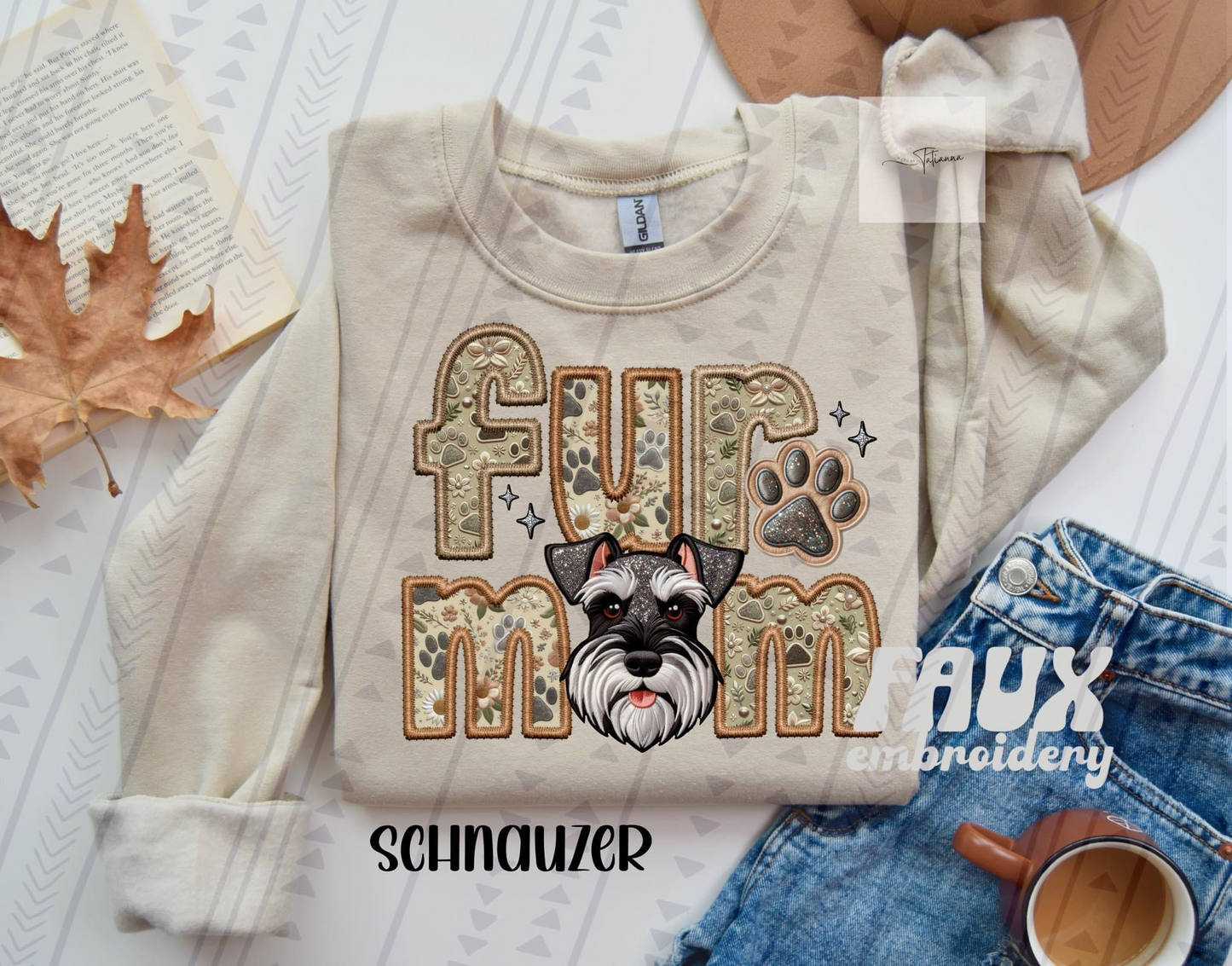 Fur Mom Faux Embroidery Crewneck