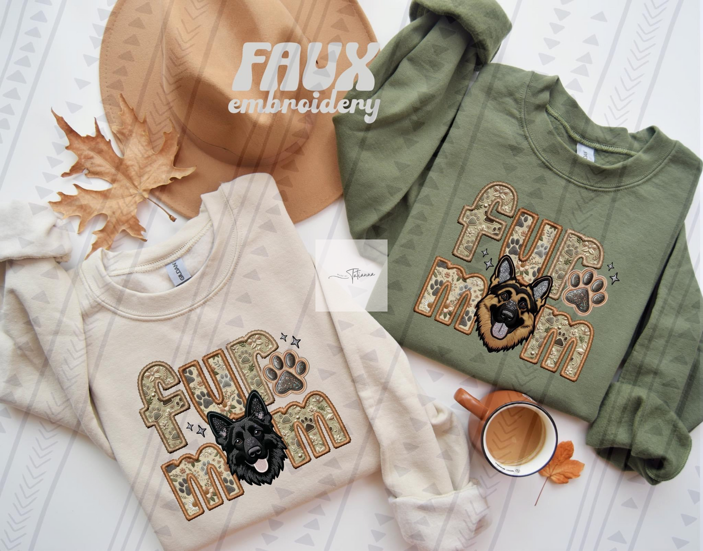 Fur Mom Faux Embroidery Crewneck