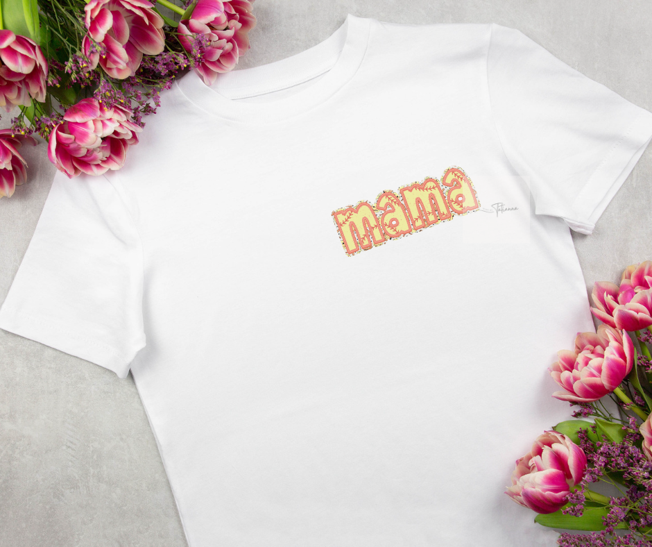 Softball Faux Mama Embroidery Tee