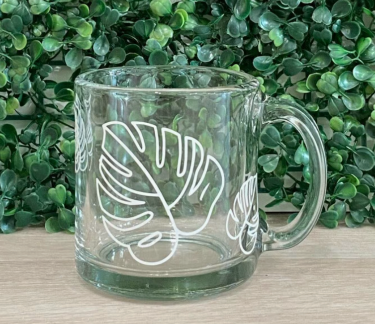 Made by Tatianna Monstera Leaf glass mug | Made by tatianna