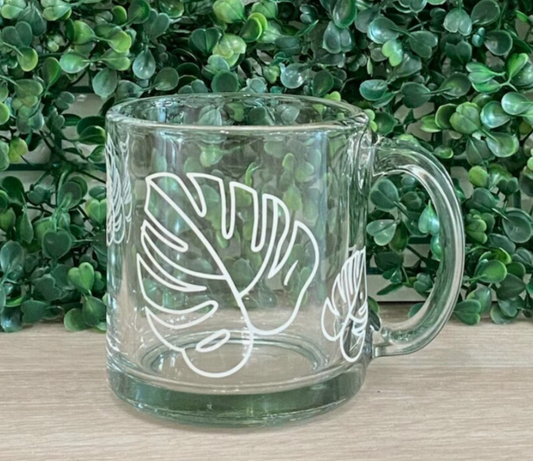 Made by Tatianna Monstera Leaf glass mug | Made by tatianna