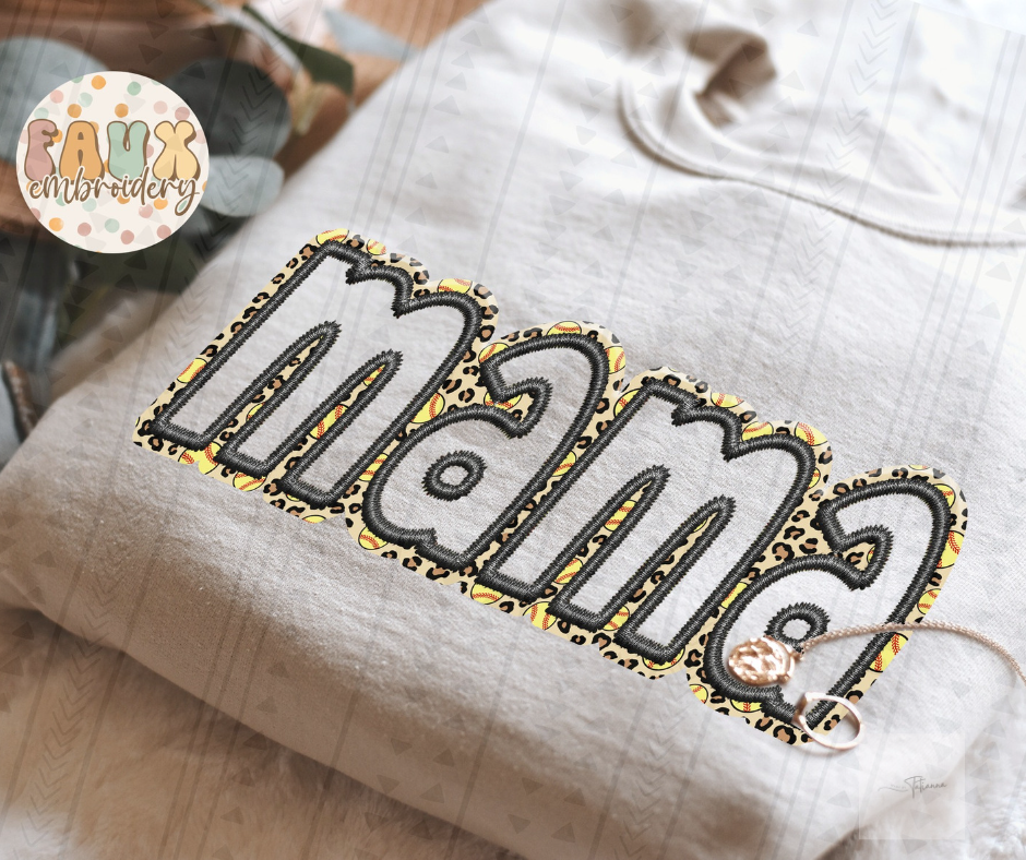 Made by Tatianna Softball Animal print mama faux embroidery tee | Made by Tatianna