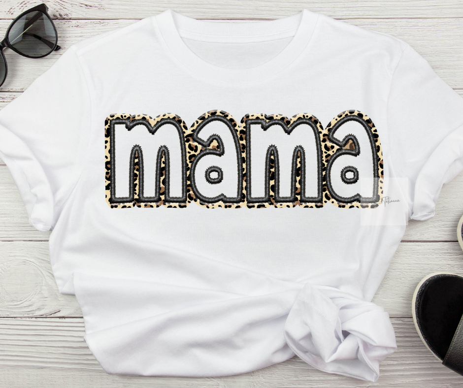 Made by Tatianna Animal Print Mama Mothers Day Faux embroidery tee | Made by Tatianna